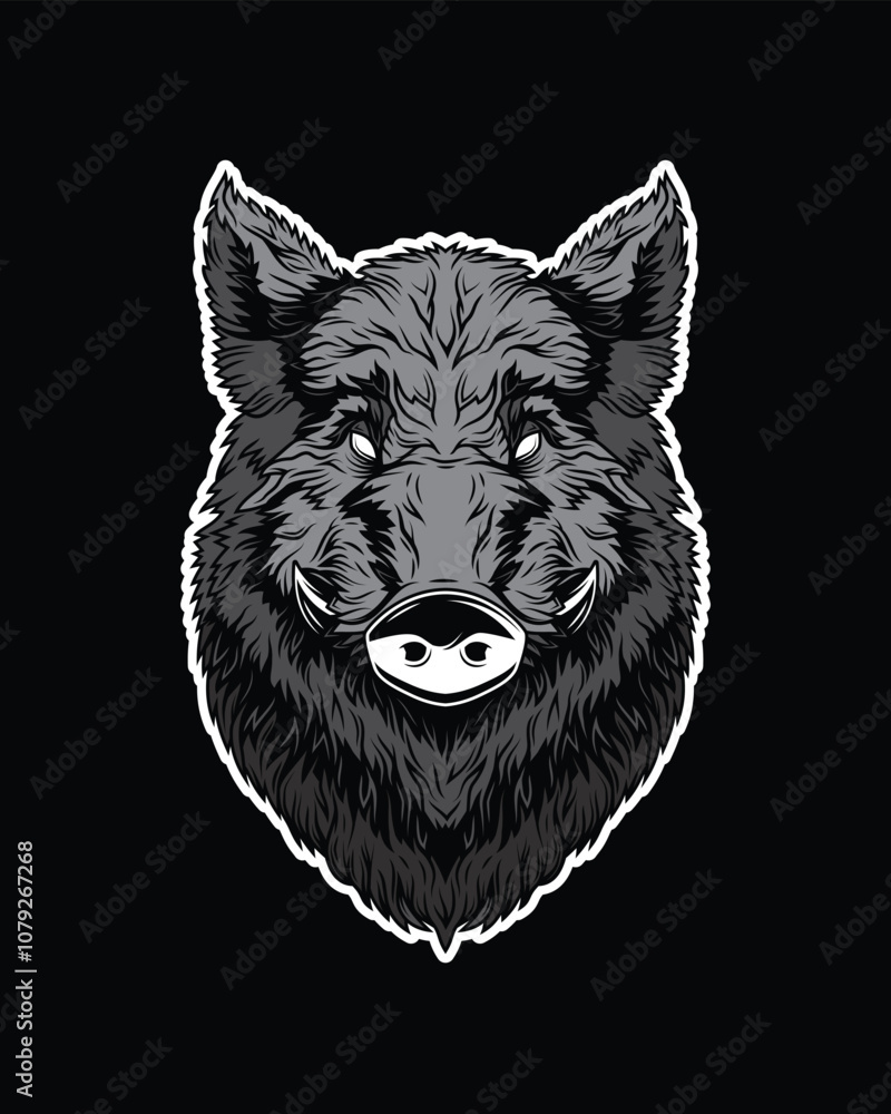 Head of a wild boar. Original vector illustration in vintage style. T-shirt design. Head of a wild boar. Original vector illustration in vintage style. T-shirt design.