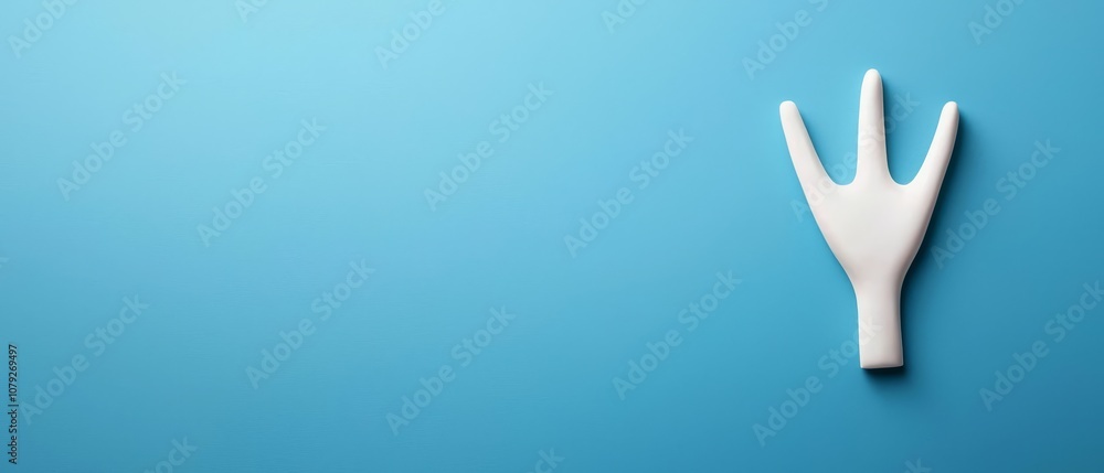 Obraz premium A white plastic fork on a blue background