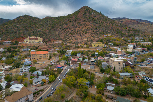 Aerial Views of Historic Town Jerome, Arizona, America, USA.