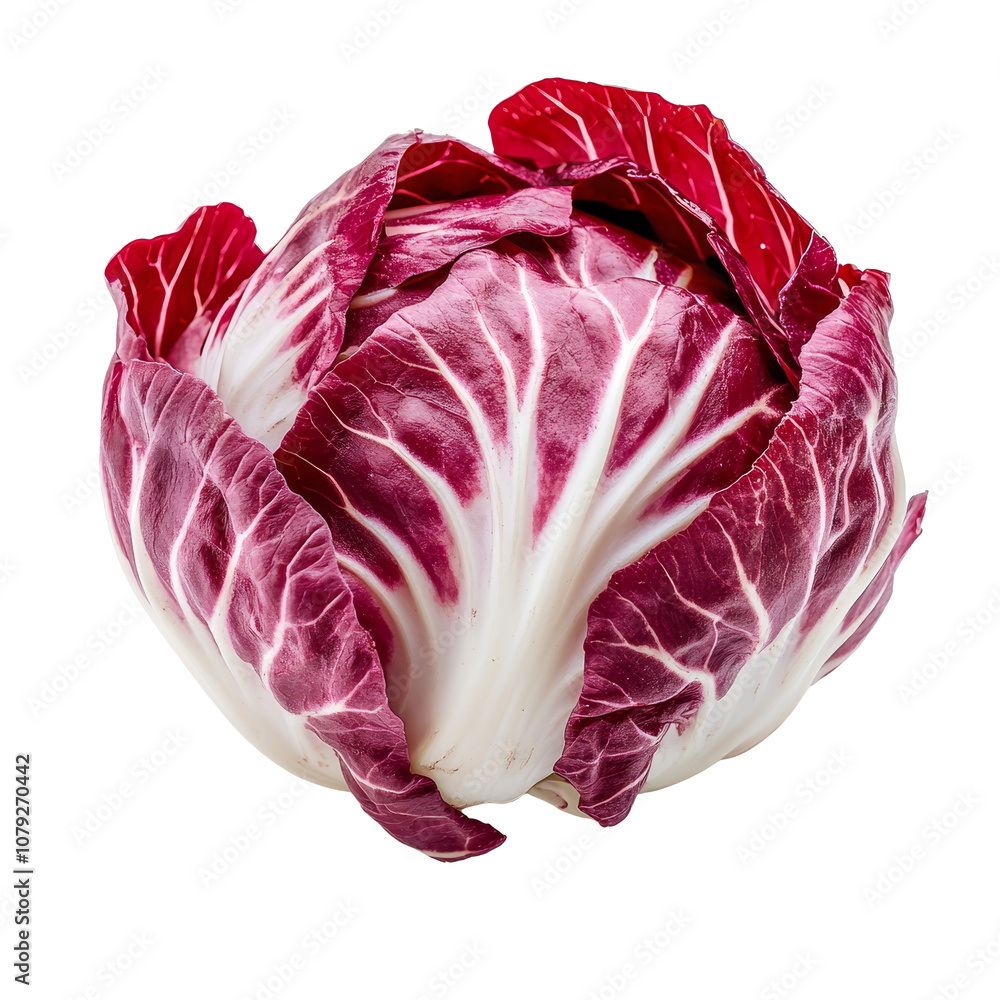 Fresh red radicchio head isolated on a clean transparent background, showcasing vibrant colors and unique leaf structure, Fresh red radicchio isolated on transparent background Fresh red radicchio head isolated on a clean transparent background, showcasing vibrant colors and unique leaf structure, Fresh red radicchio isolated on transparent background