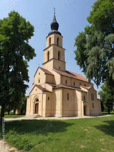 Church - The Kovilj Monastery is located in Serbian Vojvodina, on the southern edge of the village of Kovilj, near the Danube River. It was probably created sometime in the 13th-14th century. photo