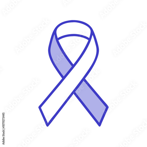 A simple vector icon of a lavender awareness ribbon representing support and advocacy for various health causes, designed for use in campaigns, educational materials, and online platforms