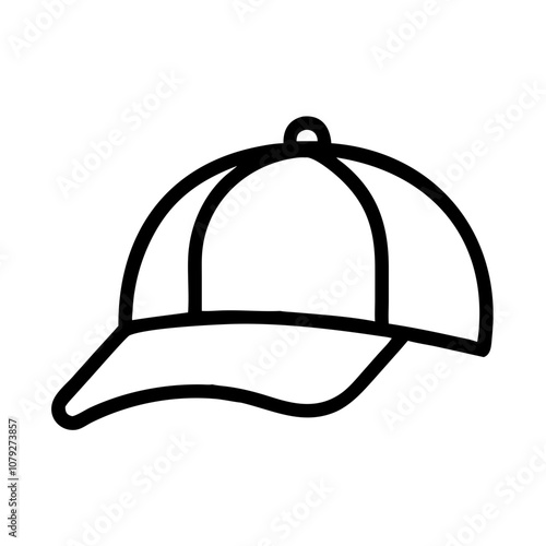 Stylized vector icon of a baseball cap designed for versatile use in sports, casual wear, or graphic design across various contexts and themes