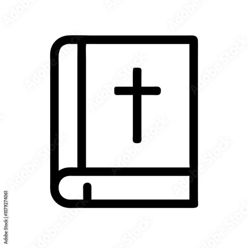 Vector icon of an open book featuring a prominent cross, representing religious themes and spirituality, suitable for digital design projects or educational materials