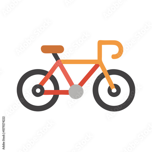 A simple and colorful vector icon of a bicycle highlighting its frame, handlebars, and wheels designed for use in various digital applications related to cycling