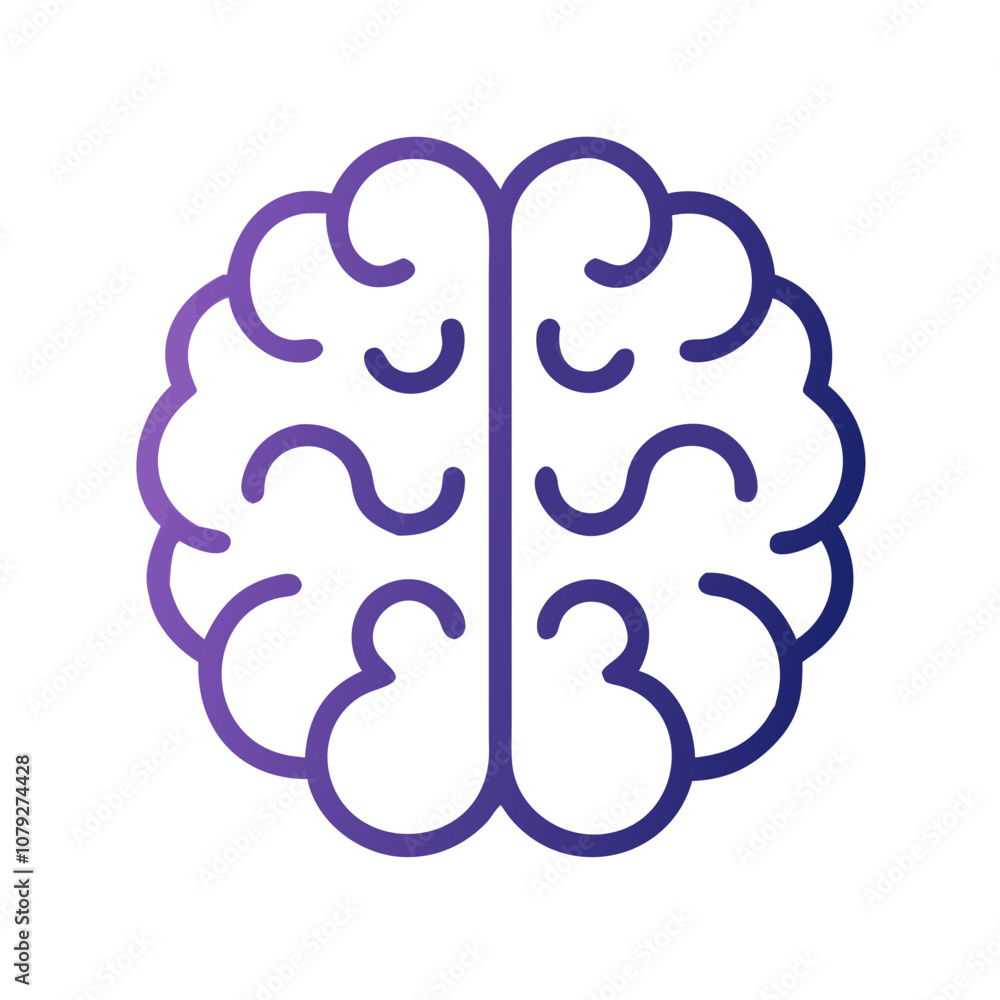 A detailed vector icon of a brain, showcasing its structure and design in a clean and modern style, suitable for educational materials or health-related content A detailed vector icon of a brain, showcasing its structure and design in a clean and modern style, suitable for educational materials or health-related content