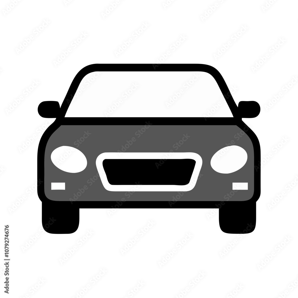 Vector icon of a front view of a car suitable for various design projects, representing automotive themes in a minimalist style and modern aesthetic Vector icon of a front view of a car suitable for various design projects, representing automotive themes in a minimalist style and modern aesthetic