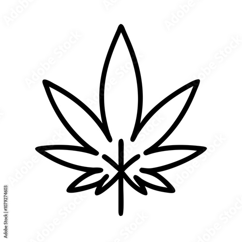 A simple vector icon depicting a cannabis leaf design that symbolizes the cannabis industry and its growing popularity in various locations worldwide