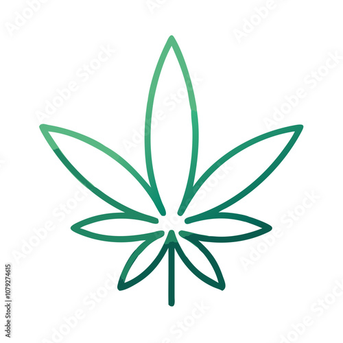 Stylized vector icon of a cannabis leaf designed in green shades representing herbal wellness and natural remedies