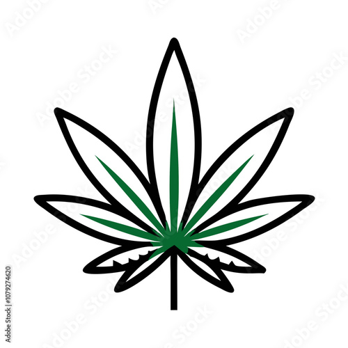 Stylized vector icon representing a cannabis leaf designed for use in educational materials, health discussions, and legal contexts related to cannabis cultivation and consumption
