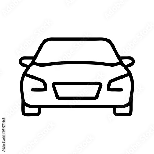 A minimalistic vector icon representing the front view of a car showcasing a simple design suitable for various graphic needs