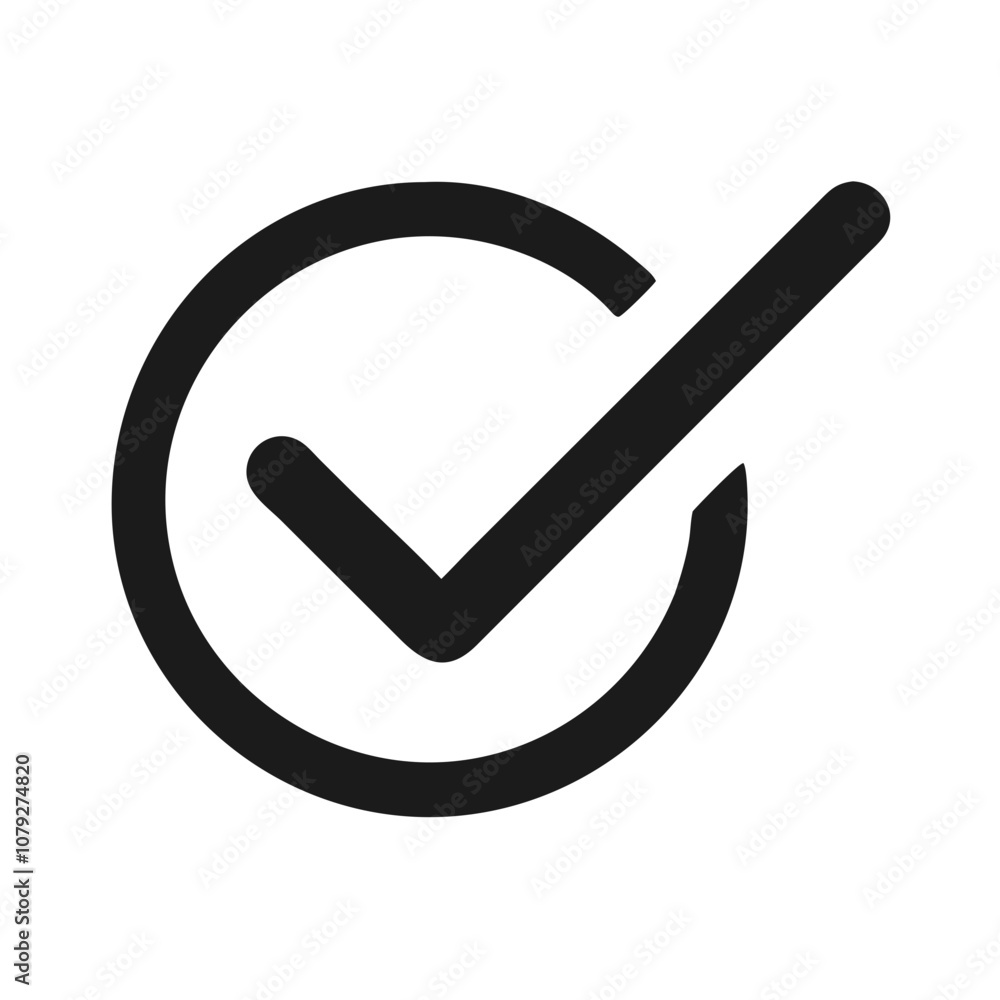 A simple vector check mark icon representing approval or confirmation in digital design and user interfaces, suitable for various applications in business and communication A simple vector check mark icon representing approval or confirmation in digital design and user interfaces, suitable for various applications in business and communication