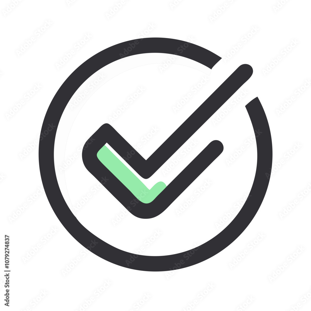A simple vector icon featuring a check mark inside a circular outline, symbolizing completion or approval, suitable for various digital and print applications A simple vector icon featuring a check mark inside a circular outline, symbolizing completion or approval, suitable for various digital and print applications