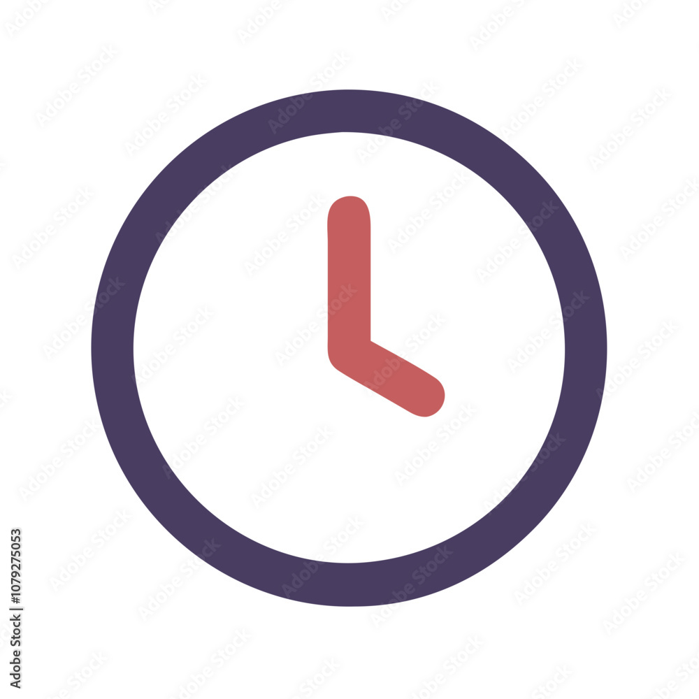 Simple vector icon of a clock indicating time, featuring a circular design with contrasting colors that emphasize the hour and minute hands for easy readability Simple vector icon of a clock indicating time, featuring a circular design with contrasting colors that emphasize the hour and minute hands for easy readability