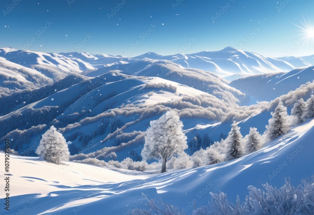 stunning captivating winter landscape featuring scattered travel gear amidst snow covered hills frosted trees clear sky, backpack, boots, blanket, cold stunning captivating winter landscape featuring scattered travel gear amidst snow covered hills frosted trees clear sky, backpack, boots, blanket, cold