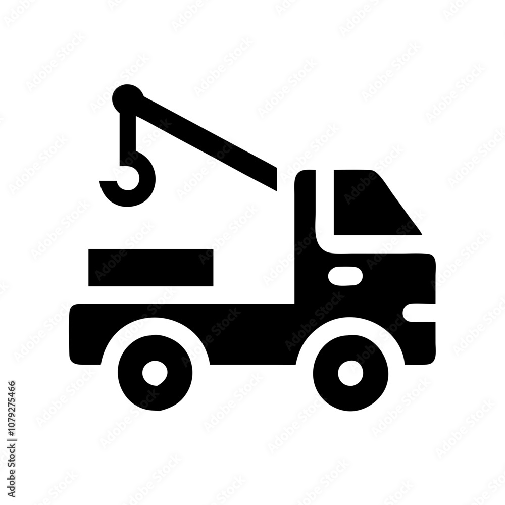 A vector icon depicting a crane truck with a mobile design, showcasing its functional capabilities suitable for construction and heavy lifting A vector icon depicting a crane truck with a mobile design, showcasing its functional capabilities suitable for construction and heavy lifting