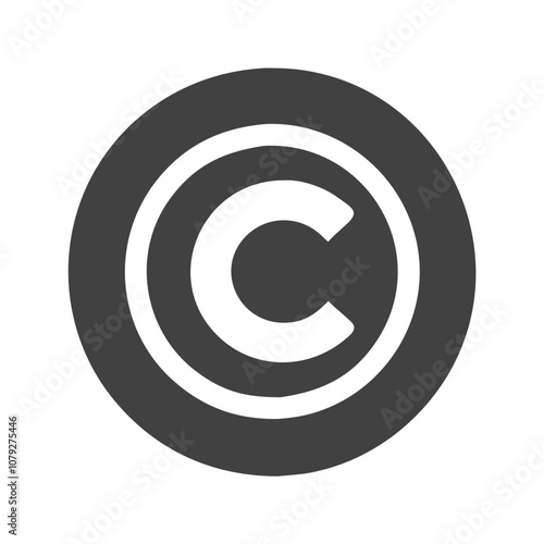 Vector icon of a copyright symbol surrounded by a circular border, commonly used to denote protected content in legal and creative sectors