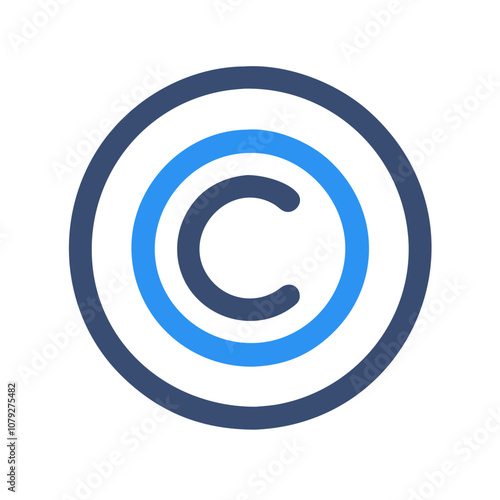 This vector icon represents copyright protection with a stylized letter C enclosed in concentric circles, symbolizing intellectual property rights and ownership in a digital format