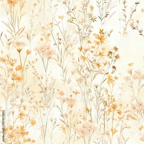 A delicate floral pattern featuring soft, muted colors, capturing a serene and natural aesthetic perfect for design projects.
