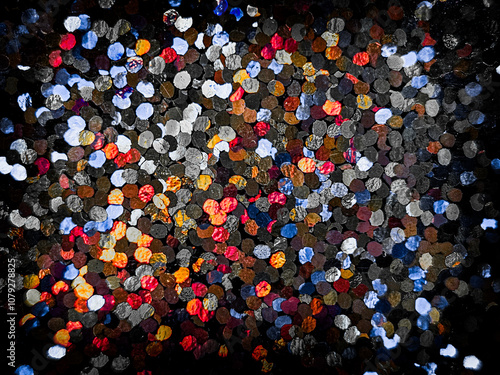 Schilderij op canvas abstract glitz sequins holographic mosaic colorful shiny silver purple orange re