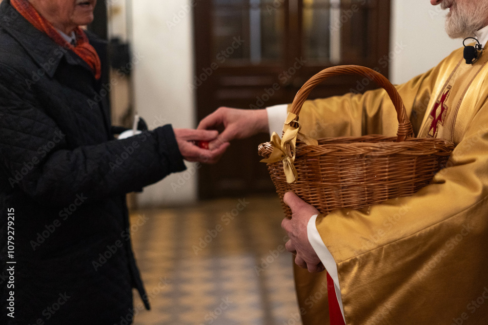 Obraz premium Religious Offering During Church Service