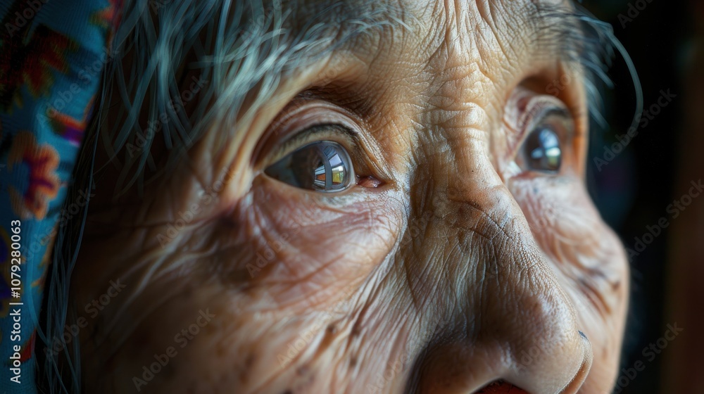Against vibrant backgrounds, a dignified grandma's peaceful smile radiates with the serenity and fulfillment of a life well-lived Against vibrant backgrounds, a dignified grandma's peaceful smile radiates with the serenity and fulfillment of a life well-lived