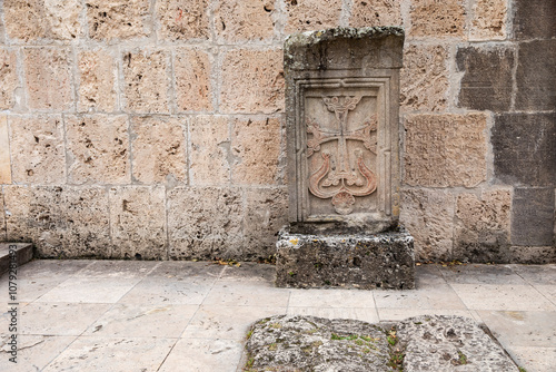 Armenian Khachkar, also known as an Armenian cross-stone photo