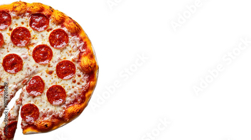 Wallpaper Mural Classic pepperoni pizza slice on a white background Torontodigital.ca