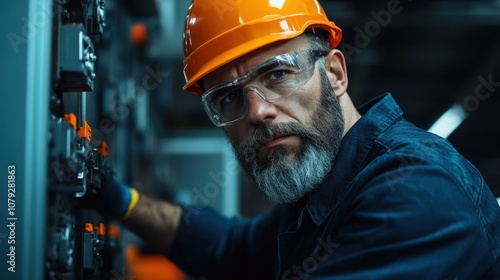 Technician configuring a smart factory system using Internet of Things (IoT) technology, symbolizing the future of interconnected manufacturing