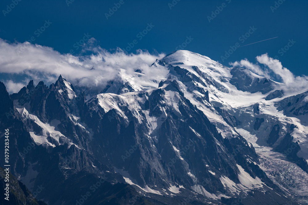 Obraz premium View of Mont Blanc from the French side, Alps.