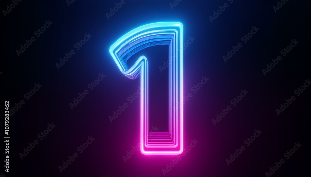 3d render number one glowing in the dark pink blue neon light 3d render number one glowing in the dark pink blue neon light