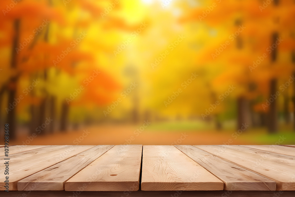 The empty blank wooden table with background of autumn. The empty blank wooden table with background of autumn.