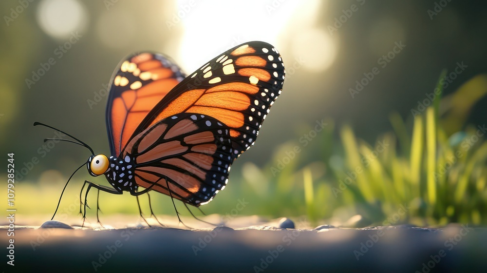 A comical butterfly doing jumping jacks, its wings flapping frantically with a goofy look on its face. A comical butterfly doing jumping jacks, its wings flapping frantically with a goofy look on its face.
