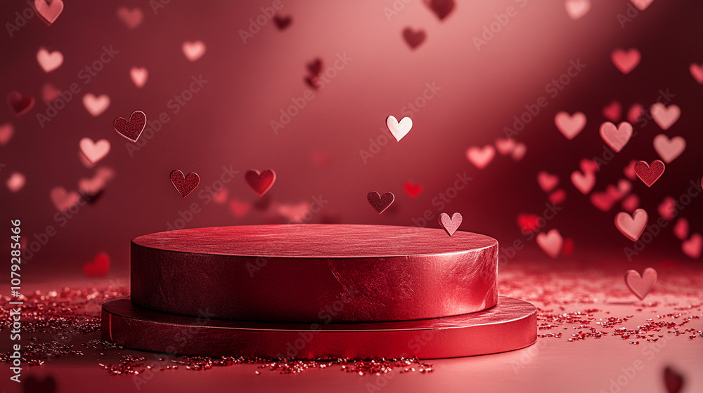 Valentines day red product display. Valentine podium mock up. Valentines day red product display. Valentine podium mock up.