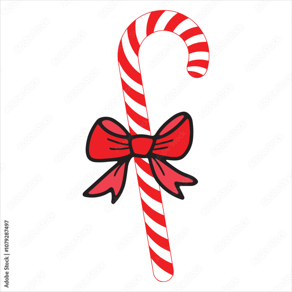 Obraz premium Candy Cane christmas clip art design on plain white transparent isolated background for card, shirt, hoodie, sweatshirt, apparel, card, tag, mug, icon, poster or badge
