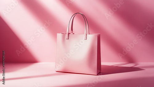 a tote bag on pink background photo