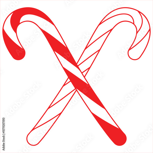 Candy Cane christmas clip art design on plain white transparent isolated background for card, shirt, hoodie, sweatshirt, apparel, card, tag, mug, icon, poster or badge