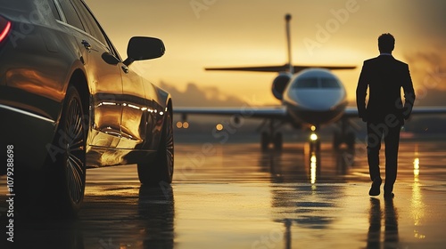 Exploring luxury transportation services and vehicles from ground to air for business travelers photo