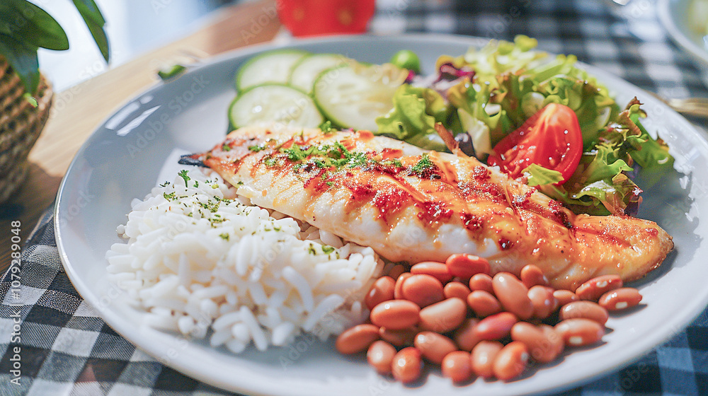 fish dinner with beans and rice fish dinner with beans and rice