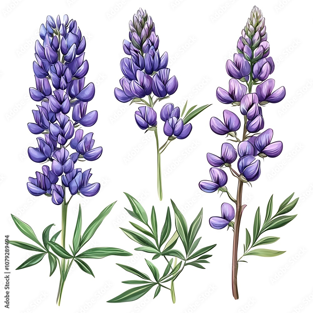 Obraz premium Purple lupines growing in a field, stunning floral arrangement