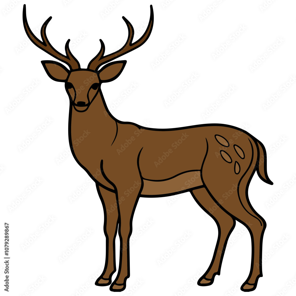 Fototapeta premium Reindeer Christmas clip art design on plain white transparent isolated background for card, shirt, hoodie, sweatshirt, apparel, card, tag, mug, icon, poster or badge