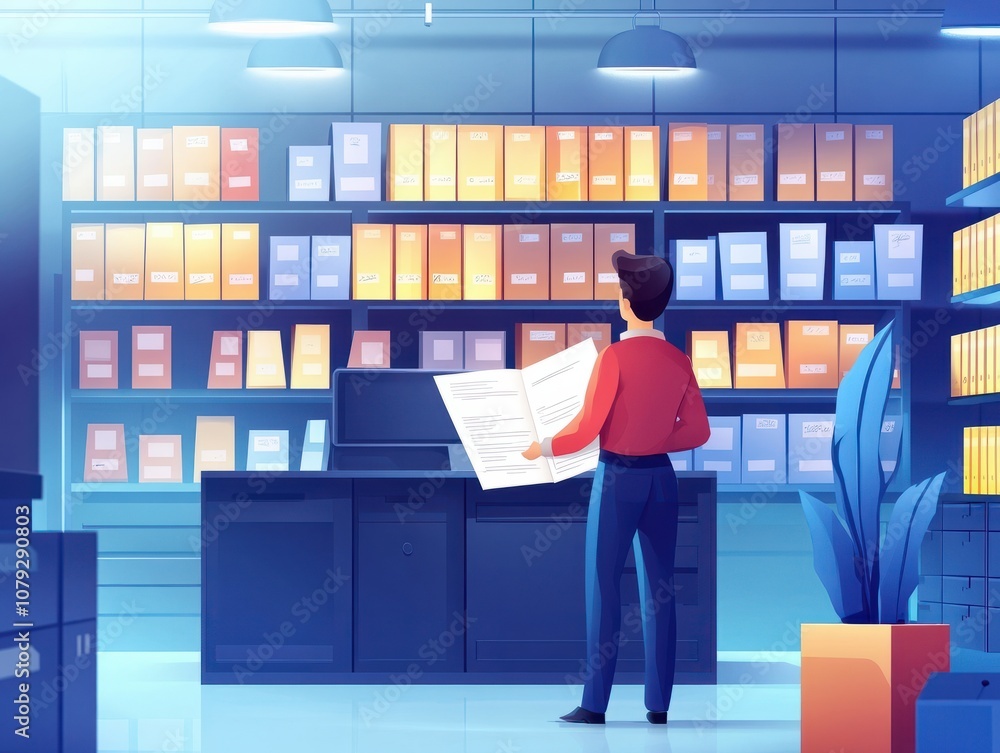 Fototapeta premium Accountant showing office document auditing concept ,plan review process and assess correctness ,Management of important document storage of organization ,document system ,accountant Audit documents