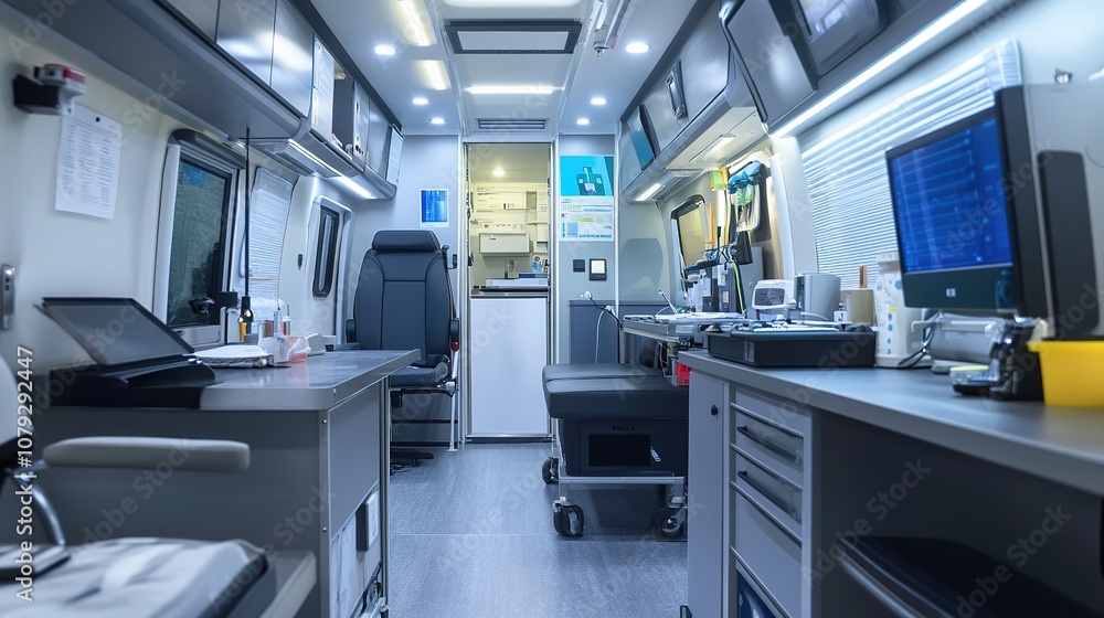 Explore the innovative design of a mobile clinic bus interior to enhance healthcare accessibility Explore the innovative design of a mobile clinic bus interior to enhance healthcare accessibility