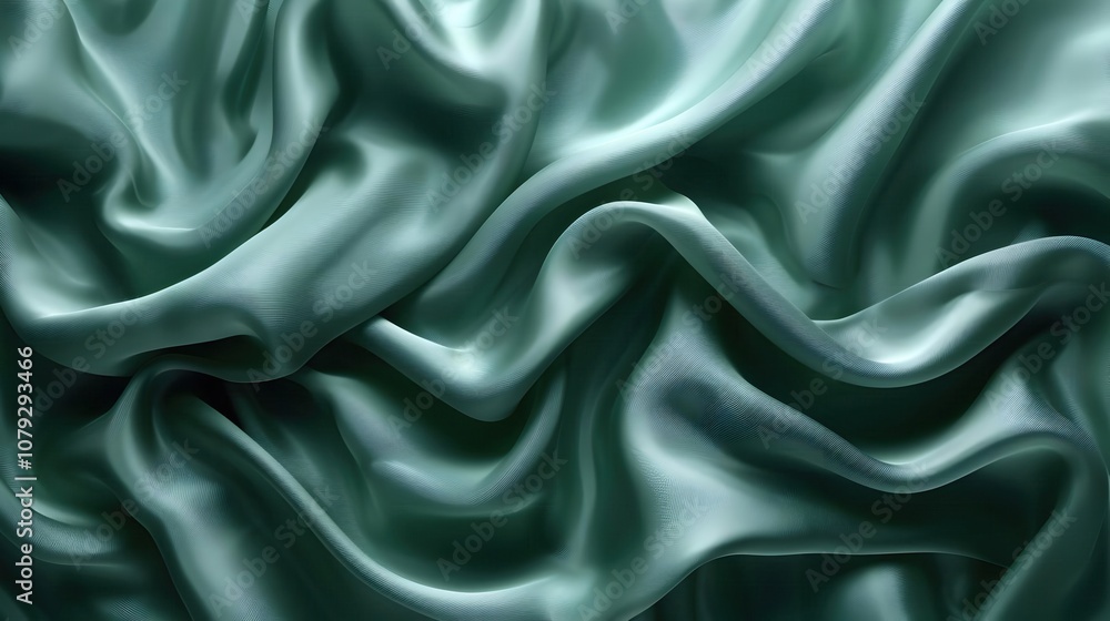 Obraz premium Abstract Background of Green Silk Fabric Waves