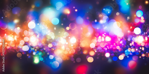 Abstract circular bokeh background of Christmas light photo