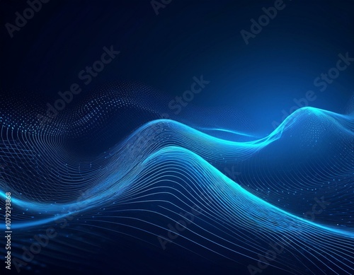 wave particle technology background blue curve business technology sense big data background material