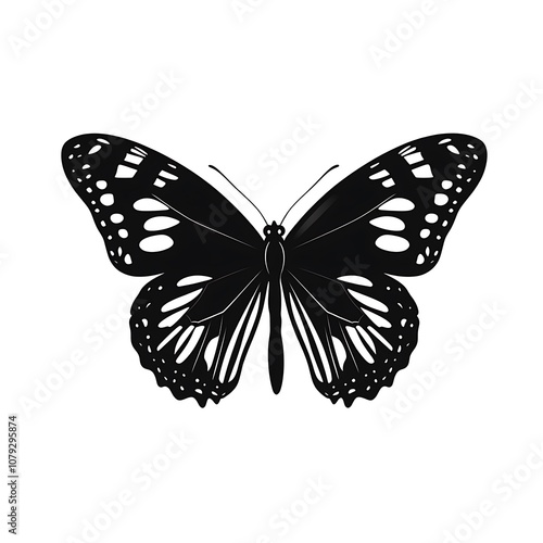 Elegant monarch butterfly silhouette vector illustration with soft wing edges image