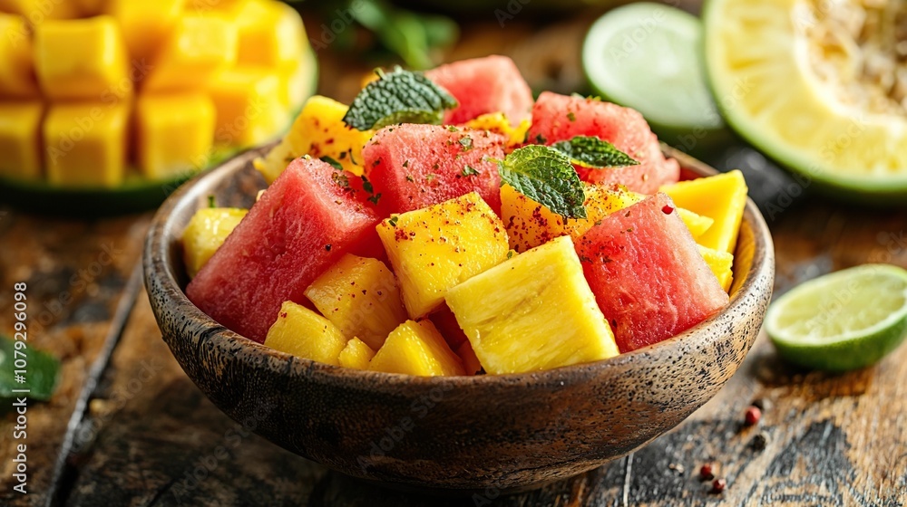 Mexican fruta con chamoy, fruit with chamoy Mexican fruta con chamoy, fruit with chamoy