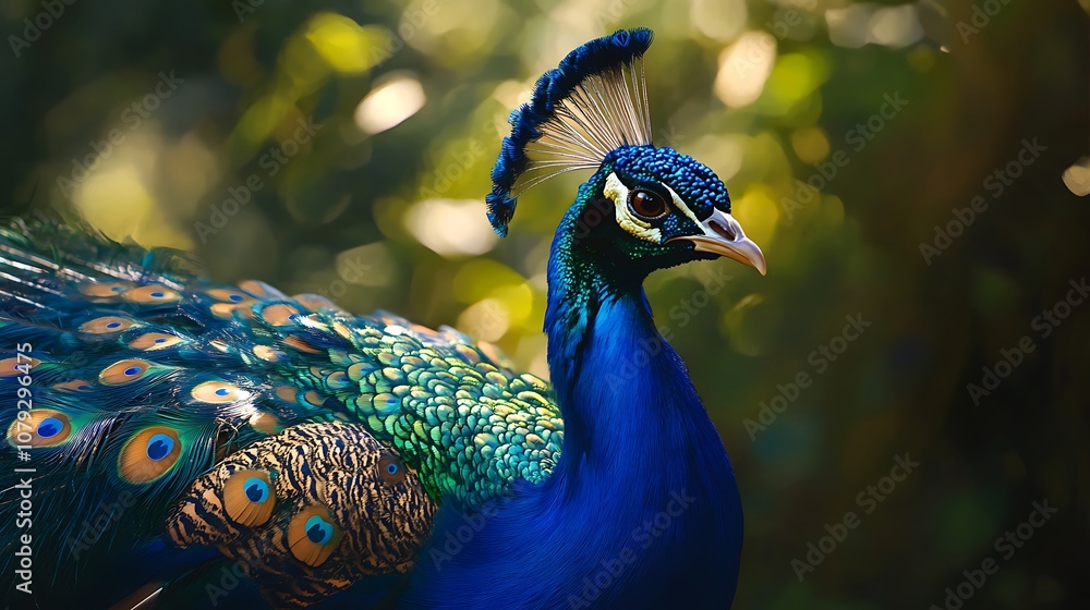 Elegant peacock displayed in stunning realistic oil painting artwork Elegant peacock displayed in stunning realistic oil painting artwork
