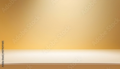 abstract pastel light yellow color and redial gradient background with white table backdrops display product design empty studio beige room for showing blur 3d render podium stage  texture